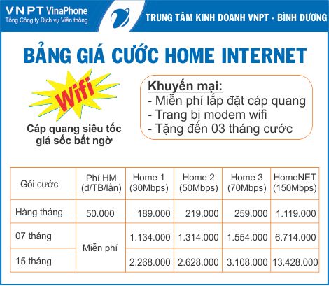 Bảng giá cước Internet VNPT dành cho hộ gia đình