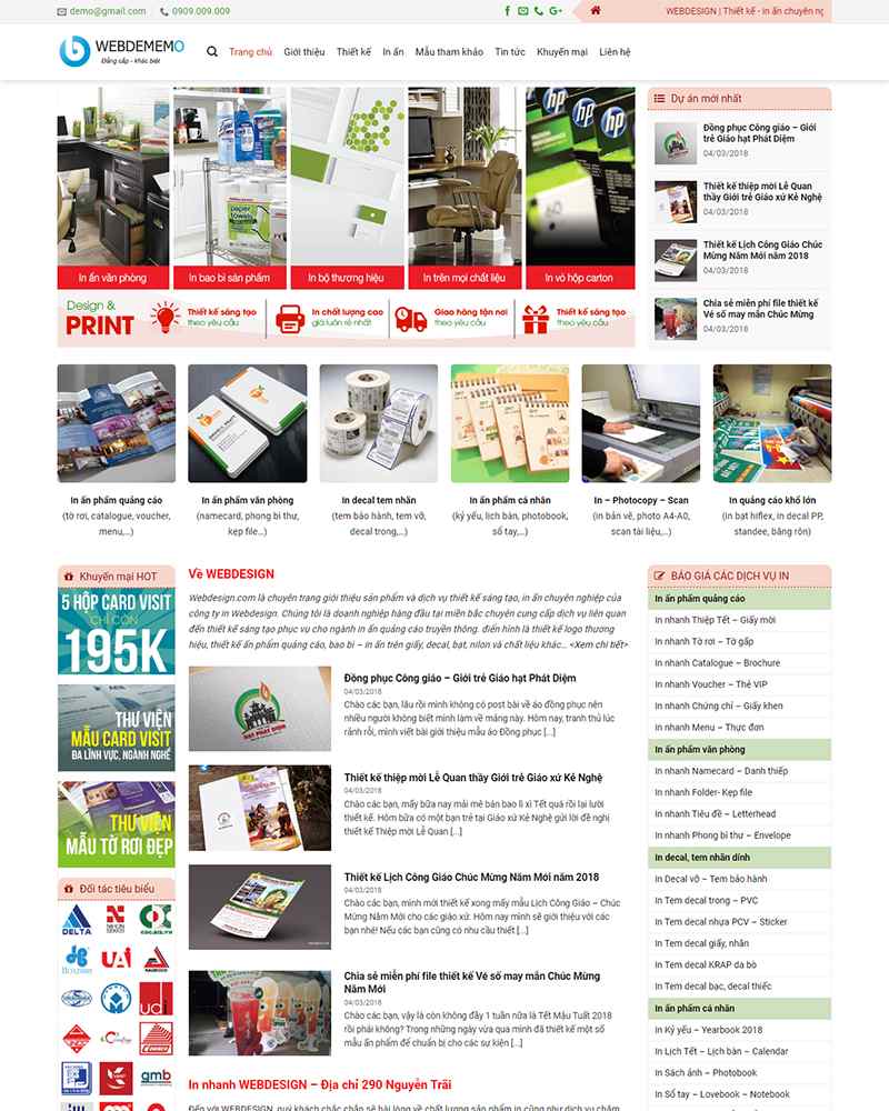 Mẫu website in ấn thiết kế đẹp dành cho doanh nghiệp