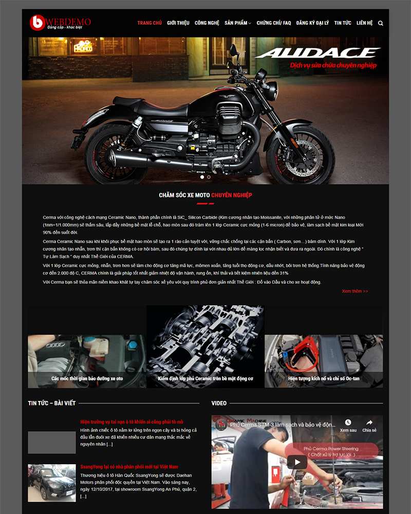 Dịch vụ thiết kế website motocare - Bảo dưỡng mô tô thời công nghệ 