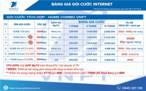 Bảng giá internet home combo của VNPT